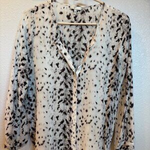 Joie Snow Leopard Silk Blouse